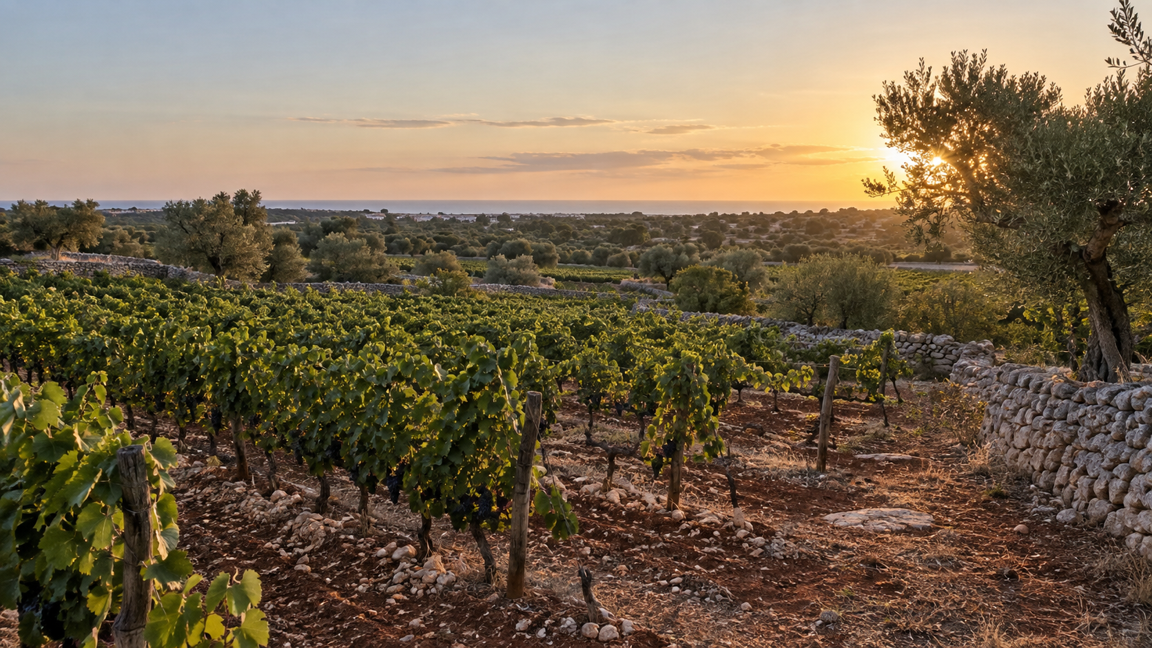 imagem editorial dos vinhedos e da paisagem do Salento, Puglia